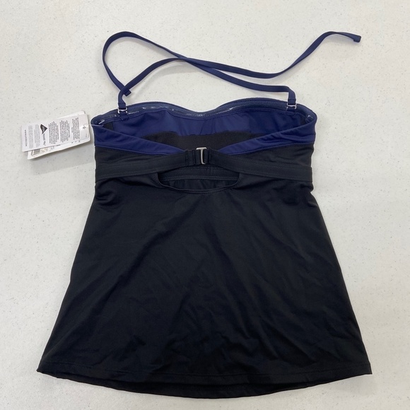 ATHLETA Black Navy Textural Bandeau Tankini Swim - Picture 4 of 5